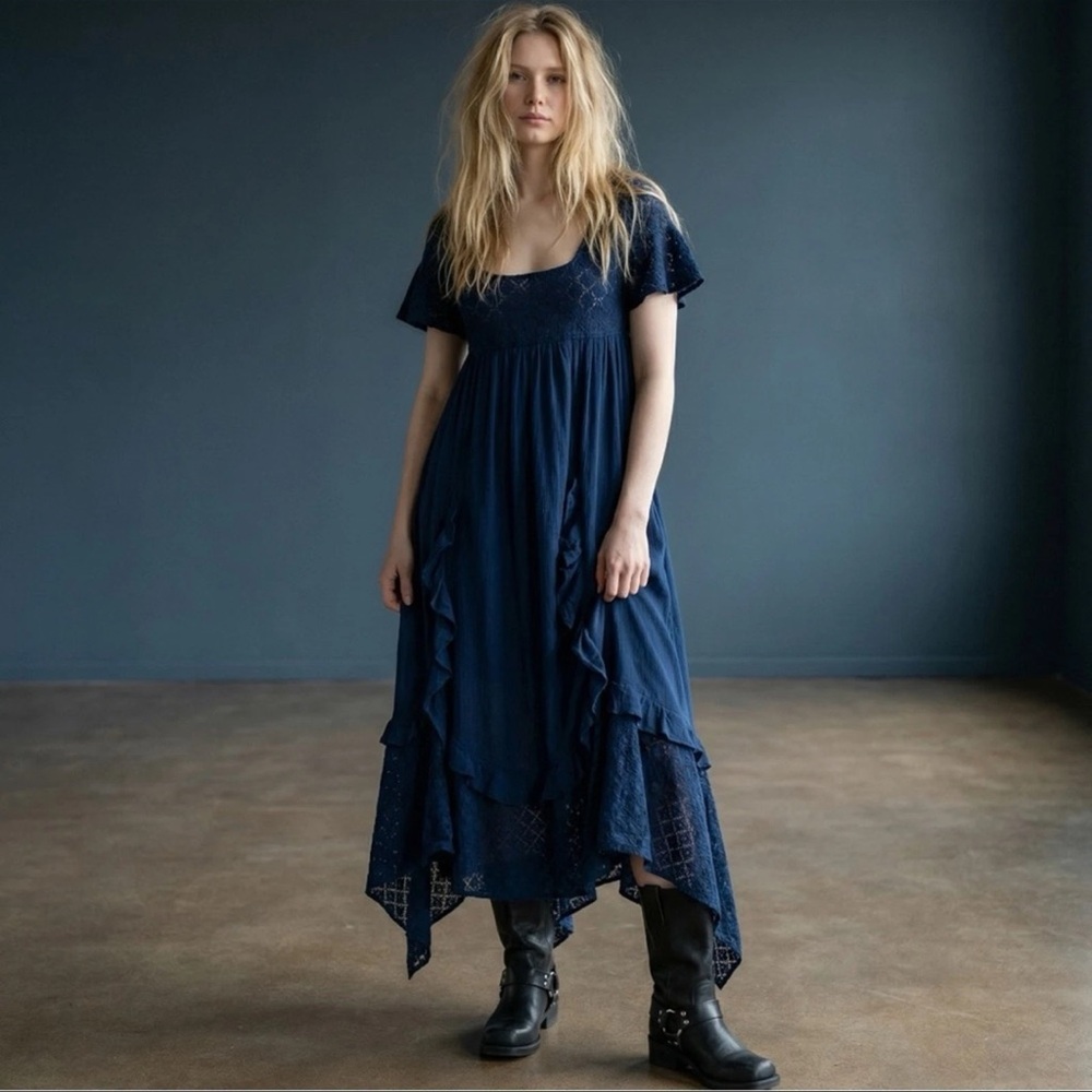 Free People | Bring The Romance Ruffles Lace Dress Sz  S